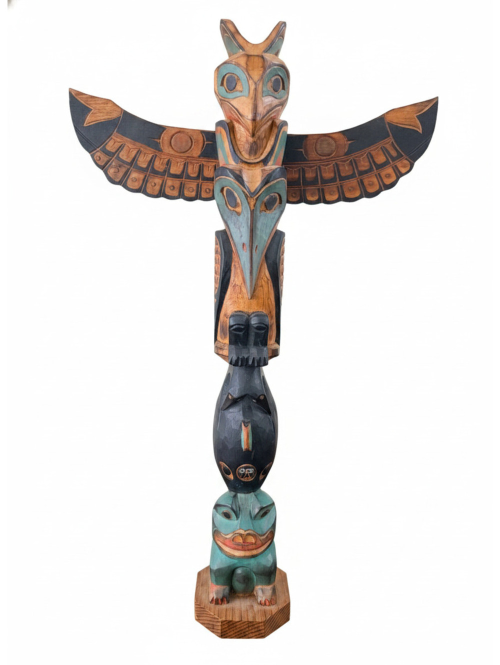 Hand-Carved Wooden Totem Pole by Ray Moore